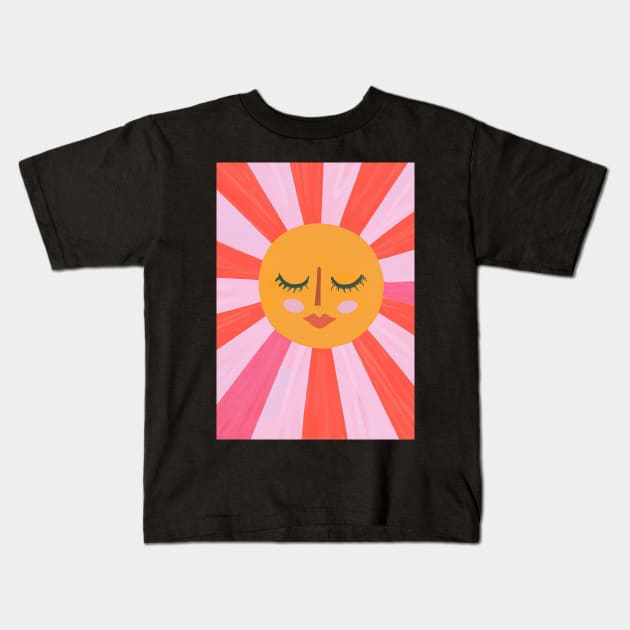 Minimalist Sun Face Kids T-Shirt by maxcode